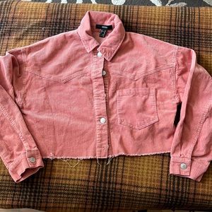 Forever 21 oversized Size M cutoff edges corduroy mauve color button up jacket